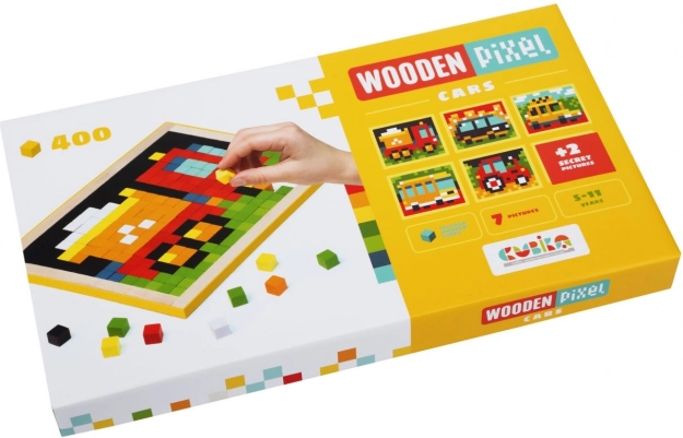 Cubika Pixel autod – puidust mosaiik 400 klotsi ja 7 šablooniga