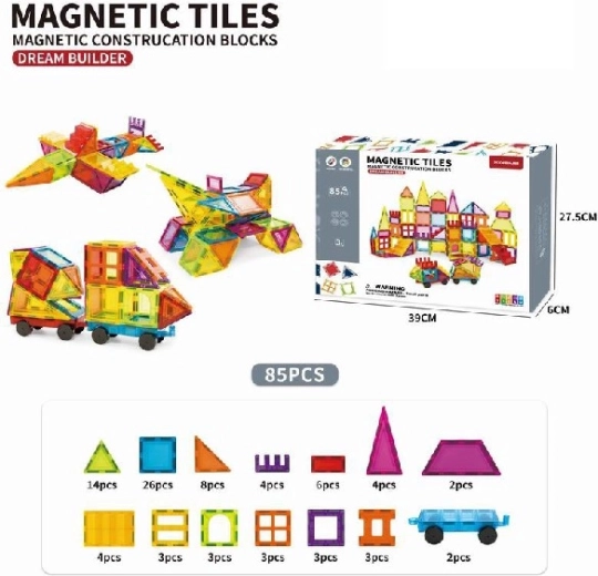 Magnetiline ehituskomplekt lastele 85 tk
