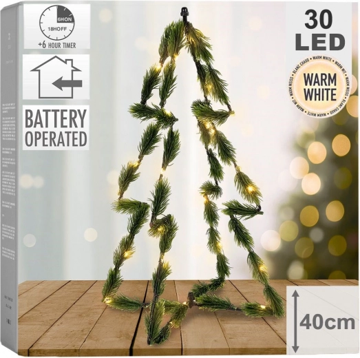 Roheline valgustusega jõulupuu, 30 LED-i, 40 cm