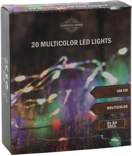Valguskett 20 LED-iga, mitmevärviline, 100 cm
