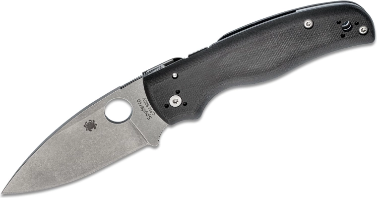 Taskunuga SPYDERCO Shaman, stonewash-viimistlusega tera, must G10 käepide