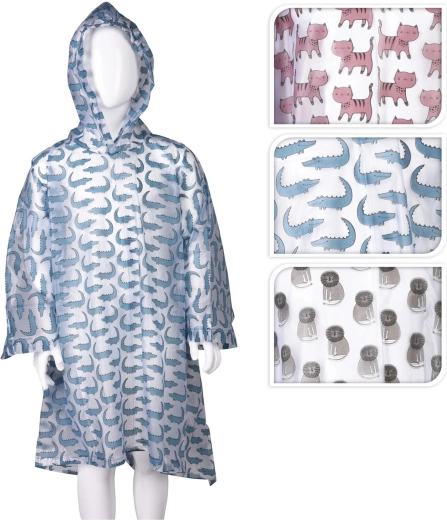 Children's rain poncho with animal design - 1 piece