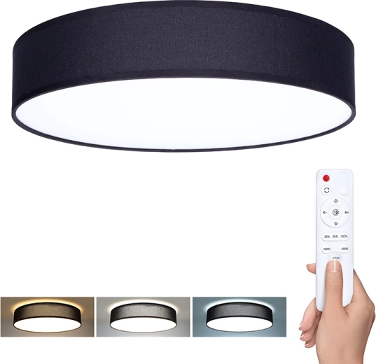 Solight LED-lae- ja seinavalgusti Penley puldiga, 48 W, 47 cm, must