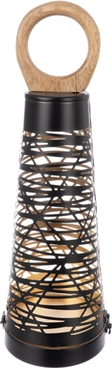 Küünlajalg Cone metallist ja puidust, must-kuldne 43 cm