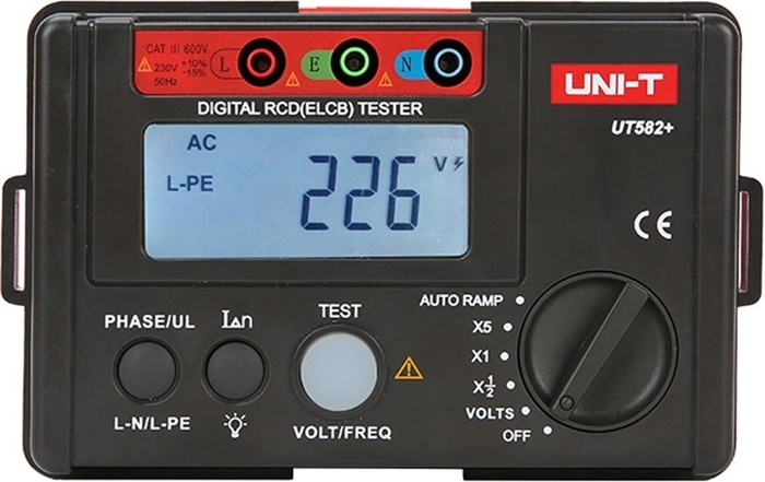 Uni-T rikkevoolukaitselülitite tester UT582+