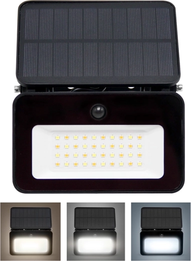Solighti sensoriga päikesetoitel LED-prožektor 6 W 660 lm, must