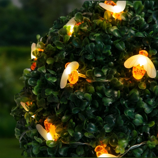 Päikeseenergial töötav LED-valguskett mesilastega, 2,3 m, 20 LED-i, soe valge