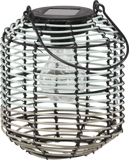 Päikesetoitel metallist LED-latern 19 cm rohekashall