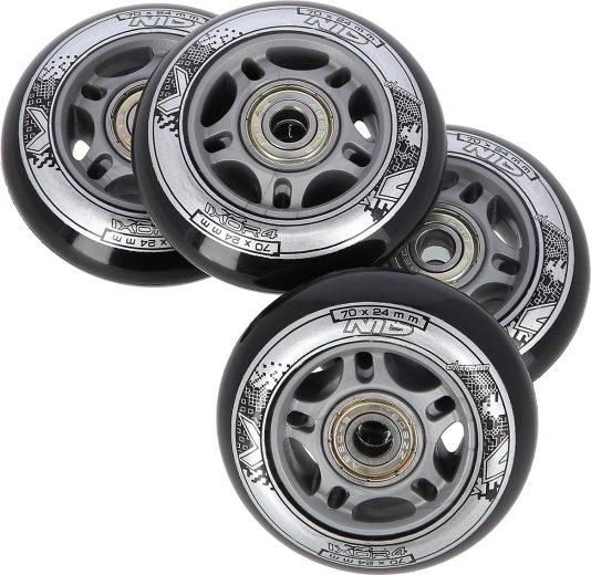 Mustade rataste komplekt 70 × 24 mm koos ABEC 9 laagritega NILS EXTREME