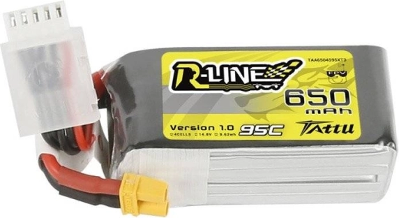 LiPo aku Tattu R-Line 650 mAh 14,8 V 95C 4S XT30-konnektoriga