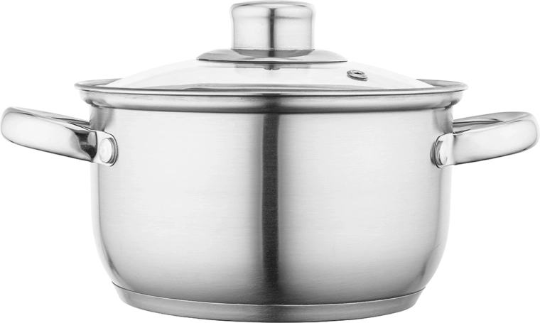 Altom Design Fabio Stainless Steel Pot with Glass Lid, 16 cm, 1.9 l