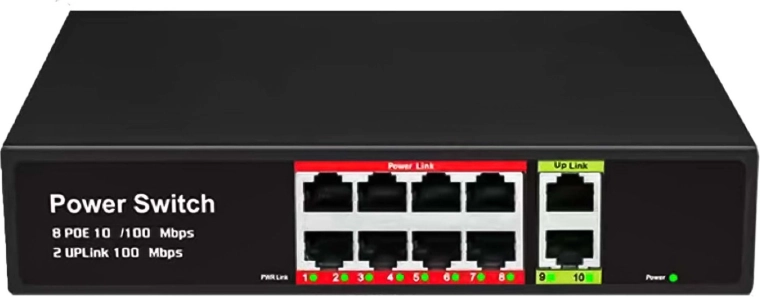PoE-lüliti RENEW FORCE 8× PoE + 2× uplink RJ45 10/100 Mb/s - 1 tk