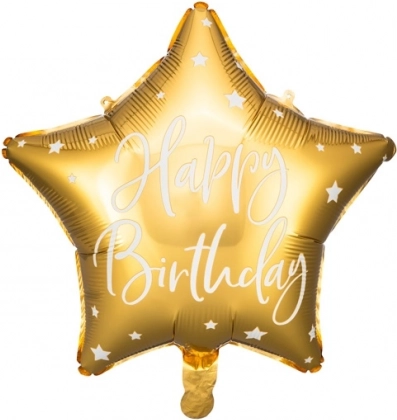 Fooliumõhupall täht Happy Birthday 40 cm kuldne