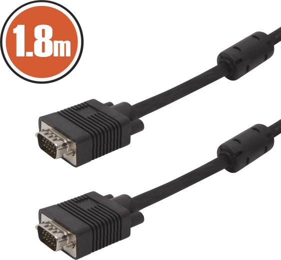 VGA-kaabel monitori ühendamiseks, 1,8 m, must
