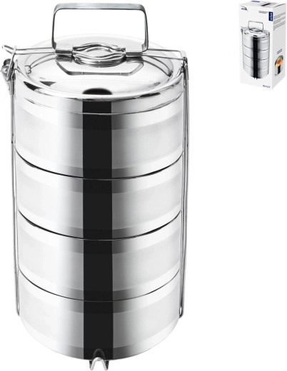 Orion stainless steel thermal food carrier with 4 tiers, 4 × 1.1 l