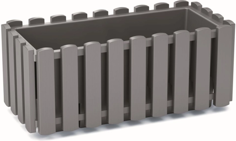 Plastikust lillekast laudise disainiga 38 cm – hall kivi