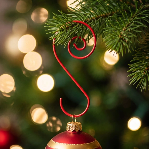 Red spiral hooks for Christmas ornaments - 40 pcs