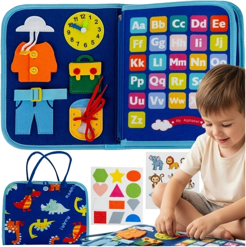 Kruzzel sensoorne manipuleerimisraamat Montessori sinine – 1 tk