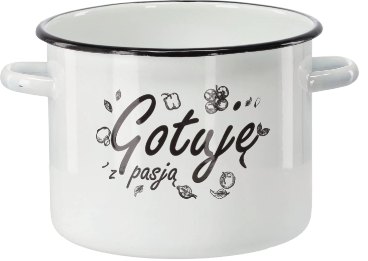 Emailitud pott 5,5 l, 22 cm, valge – „Keedan kirega“