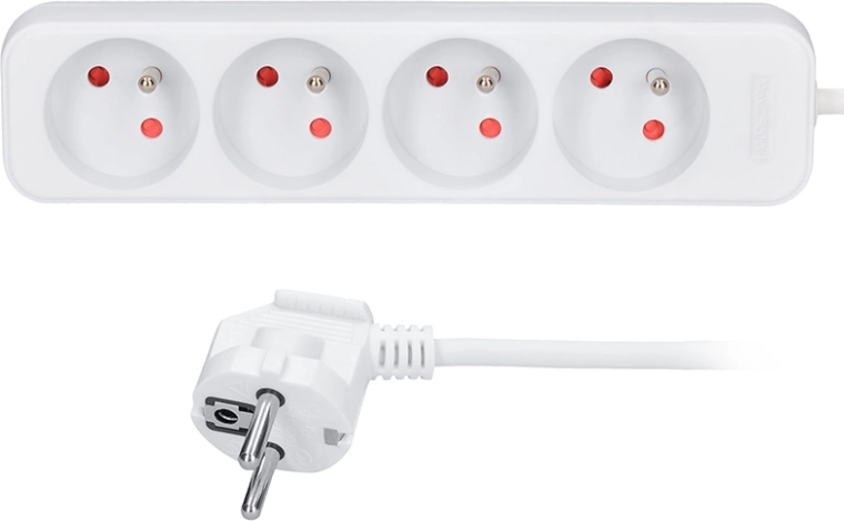 Solight pikendusjuhe 4 pistikupesaga, valge, 5 m