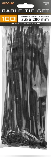 Mustad kaablikinnitid 200 × 3,6 mm, 100 tk