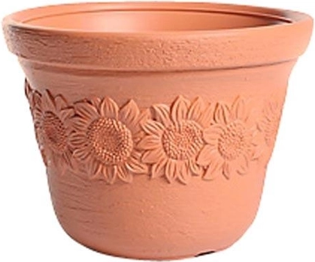 Lillepott SUNNY 30 cm telliskivitooni, dekoriga