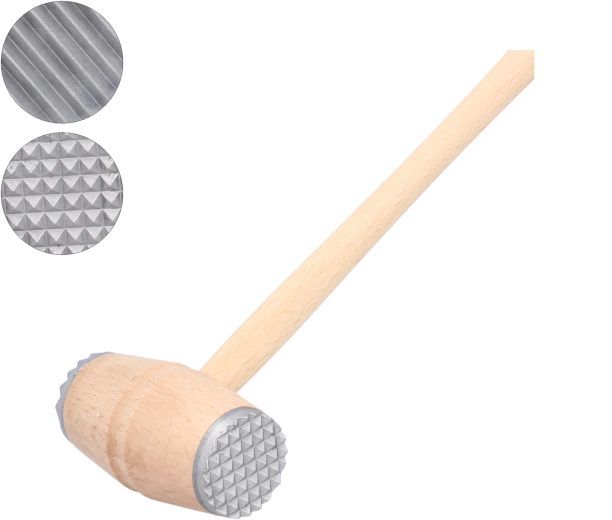 Puidust lihahaamer metallist otsikutega 29 cm