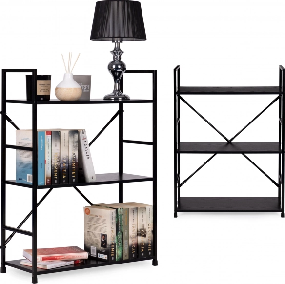 Wooden bookcase with metal frame LOFT, 3 shelves ModernHome