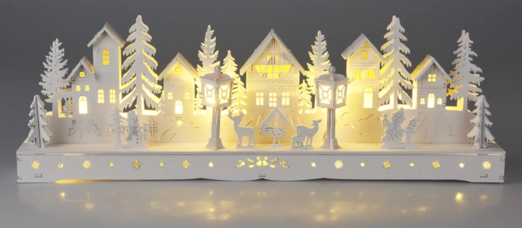Wooden LED decoration – houses 45 cm