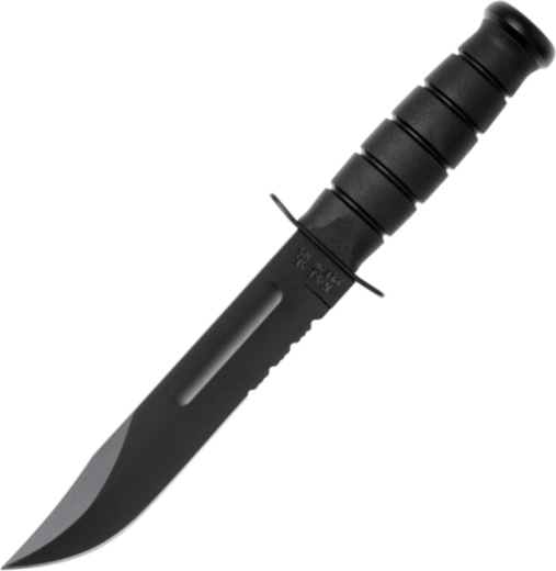 Taktikaline võitlusnuga KA-BAR Full Size Black 18 cm koos nahast vutlariga
