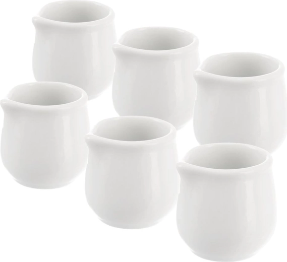 MONA portselanist mini piimakannud, valge, 20 ml, 6 tk komplekt