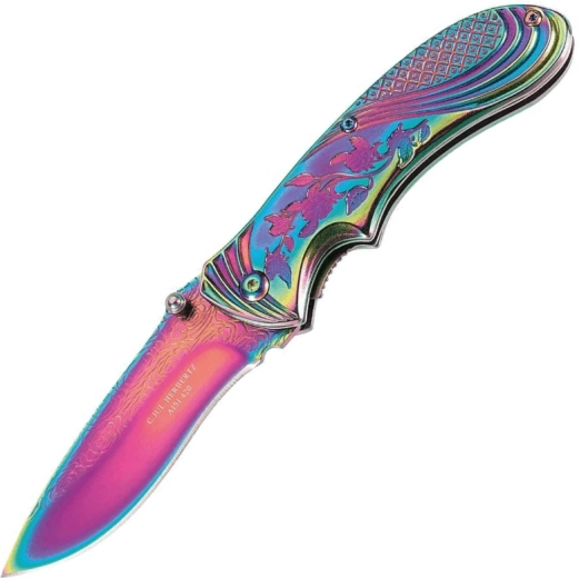Herbertz Rainbow kokkupandav taskunuga 8 cm, vikerkaarevärviline