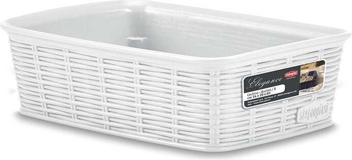 Plastic Elegance Basket 20 × 14 × 6 cm – White
