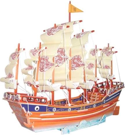 Puidust 3D pusle Värviline purjelaev