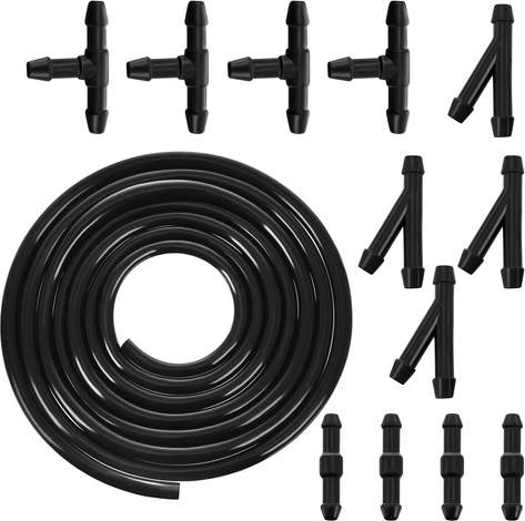 Klaasipesuri remondikomplekt XTROBB – PVC voolik 2 m, läbimõõt 4/5 mm, T- ja Y-liitmikud, must