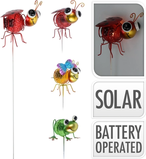 Solar LED Garden Stake Insect 60 cm, metal and plastic