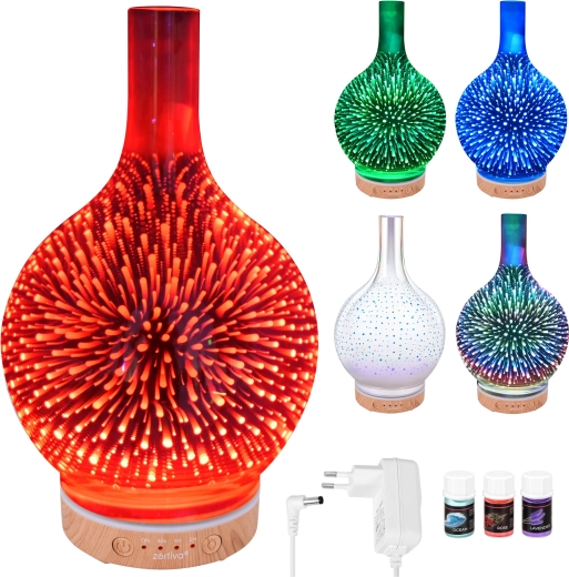 Aroomidifuuser ja õhuniisutaja 200 ml Zortiva 3D LED RGB-efektiga