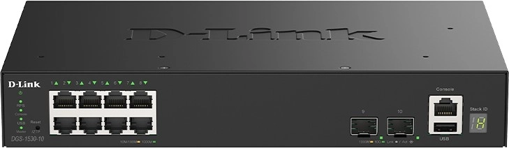 Nutikas hallatav switch D-Link DGS-1530-10/E 8 gigabitipordi ja 2 10G SFP+ pordiga