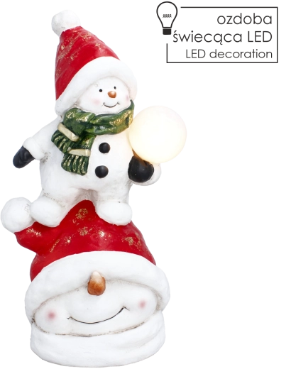 Jõuludekoratiivne figuur "lumememm" LED-keraga 47 cm - 1 tk