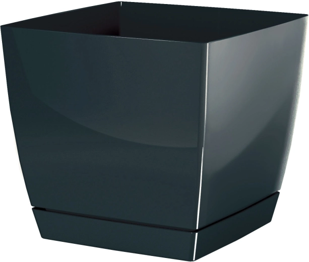 Lillepott Coubi Square koos alusega 10 cm grafiit