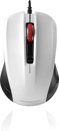 Modecom MC-M9.1 must-valge juhtmega optiline hiir 1600 DPI