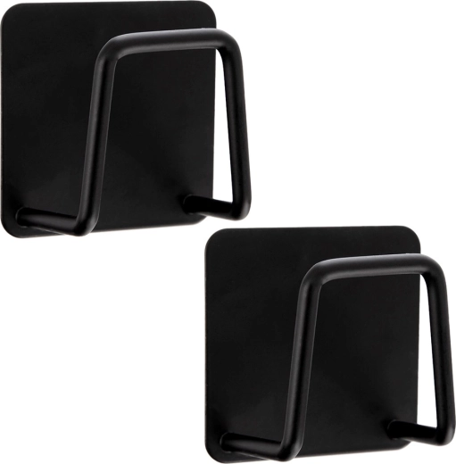 Isekleepuvad mustad konksud 4,8 × 4,8 cm, komplekt 2 tk