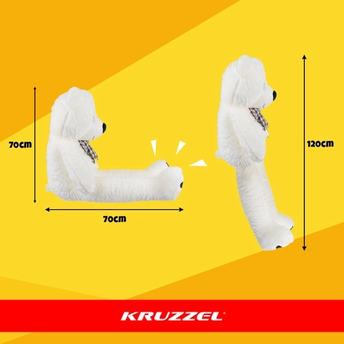 Pehme mängukaru Kruzzel XL 146 cm ecru värvi, lipsuga
