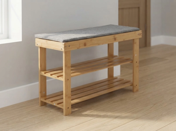 Bamboo bench with shoe rack 70 × 28 × 45 cm