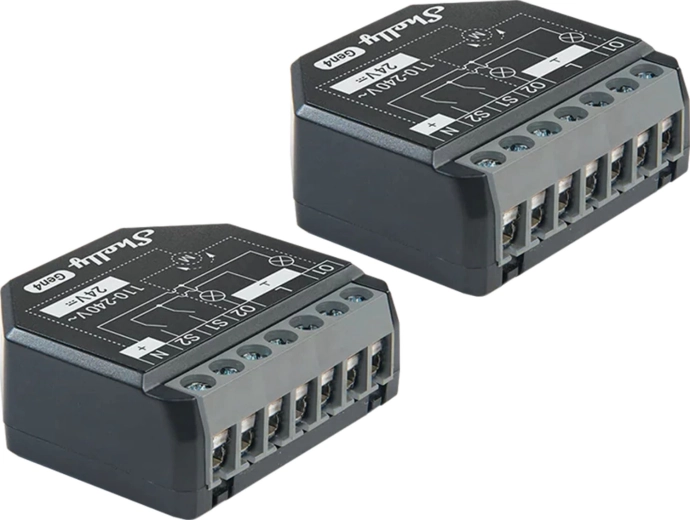 Komplekt 2 kontrollerit Shelly 2PM Gen4 Zigbee/Matter ruloodele ja seadmetele
