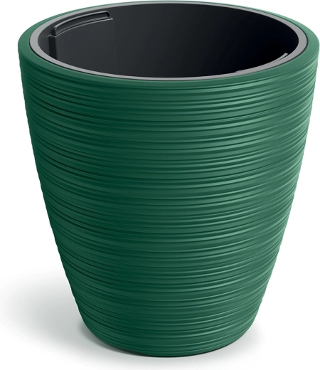 Lillepott VENA Round eemaldatava sisuga, läbimõõt 19,8 cm, tumeroheline