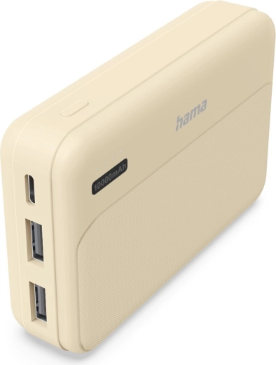Hama akupank Power Pack Pocket 10 10000 mAh, 2× USB-A, liivakarva