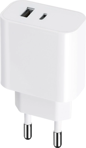 Laadija MAXLIFE 30 W USB-C ja USB-ga, PD/QC, valge