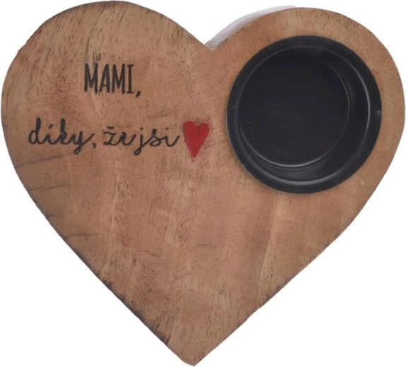 Mangopuidust südamekujuline küünlaalus „mami“ 13 × 12 × 2,5 cm