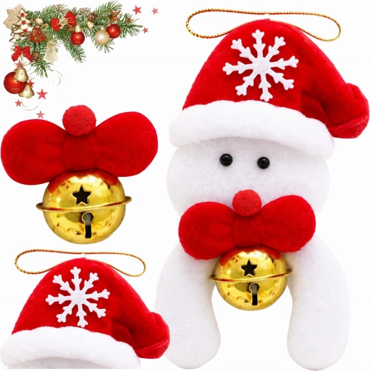 Christmas Hanging Snowman Decoration with Bell, 12 cm